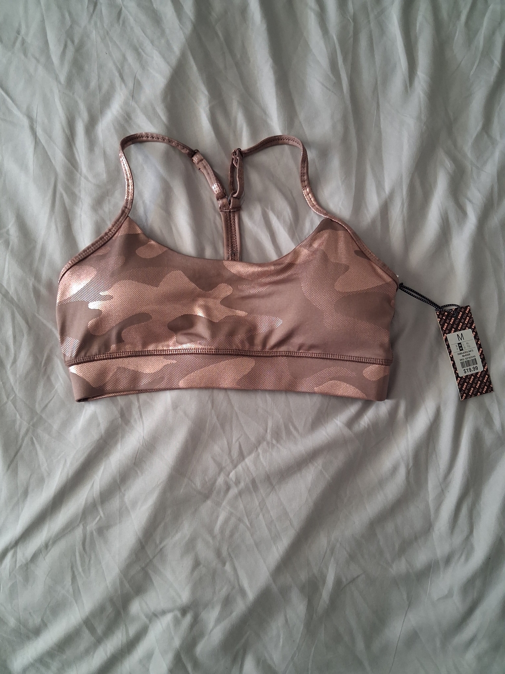 Metallic Rose Camo Racerback Sports Bra